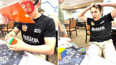 21-year-old Tommy Cherry solves Rubik's Cube blindfolded in 11.56 seconds to break Guinness World Record. (Photo: guinnessworldrecords.com) He solved a Rubik's Cube blindfolded in just 11.56 seconds: Meet the 21-year-old Guinness World Record holder inspiring millions
