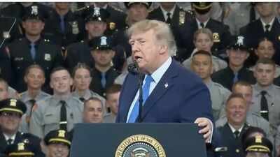 US President Donald Trump highlighted his record on crime and safety during a visit to New York on Friday. Trump claims ‘young, beautiful girls’ thank him for making Washington safer