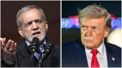 File photo: Iranian President Masoud Pezeshkian (left) and US President Donald Trump Iran won't escalate tensions but will defend itself, says Pezeshkian as Donald Trump claims Tehran has 'last chance'