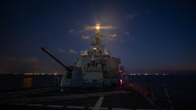 US Navy's Arleigh Burke-class guided-missile destroyer USS Carney (DDG 64) transits the Suez Canal. (Image credit: US Navy) Trump clears foreign shipyards to build US warships - what it means for India