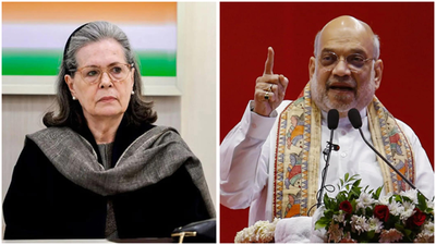 File photo: Congress leader Sonia Gandhi and Union home minister Amit Shah ‘Congress should feel ashamed’: Amit Shah targets Sonia Gandhi over Vande Mataram row