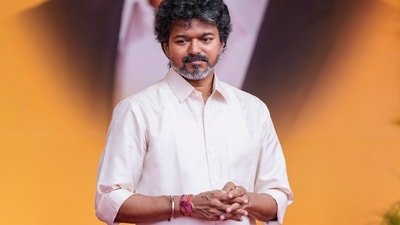 Vijay spoke about the Tamil Thai Vazhthu in the assembly on Monday. (PTI) Vijay spoke about the Tamil Thai Vazhthu in the assembly on Monday. (PTI)