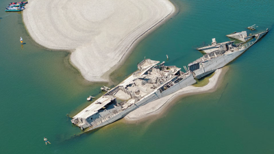 An EU-backed project under the Western Balkans Investment Framework is working to remove 21 of the most dangerous wrecks Sunken German warship from WWII resurfaces due to low river levels in Serbia