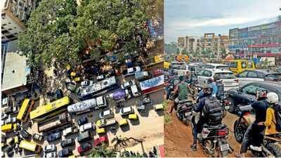 Schoolchildren faced severe traffic delays on the Varthur-Gunjur stretch. Trapped in traffic: Exam-bound kids take 2.5 hours to cover 4km in Bengaluru