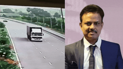 CCTV shows Volvo swerves across lanes, hits barrier, erupts into flames; Telangana neurosurgeon dies
