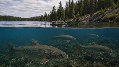 Representative Image (AI-generated) Scientists added sulfuric acid weekly to an Ontario lake for 17 years, lowering pH from 6.8 to 5.2; decades later its lake trout population remains below half its former level