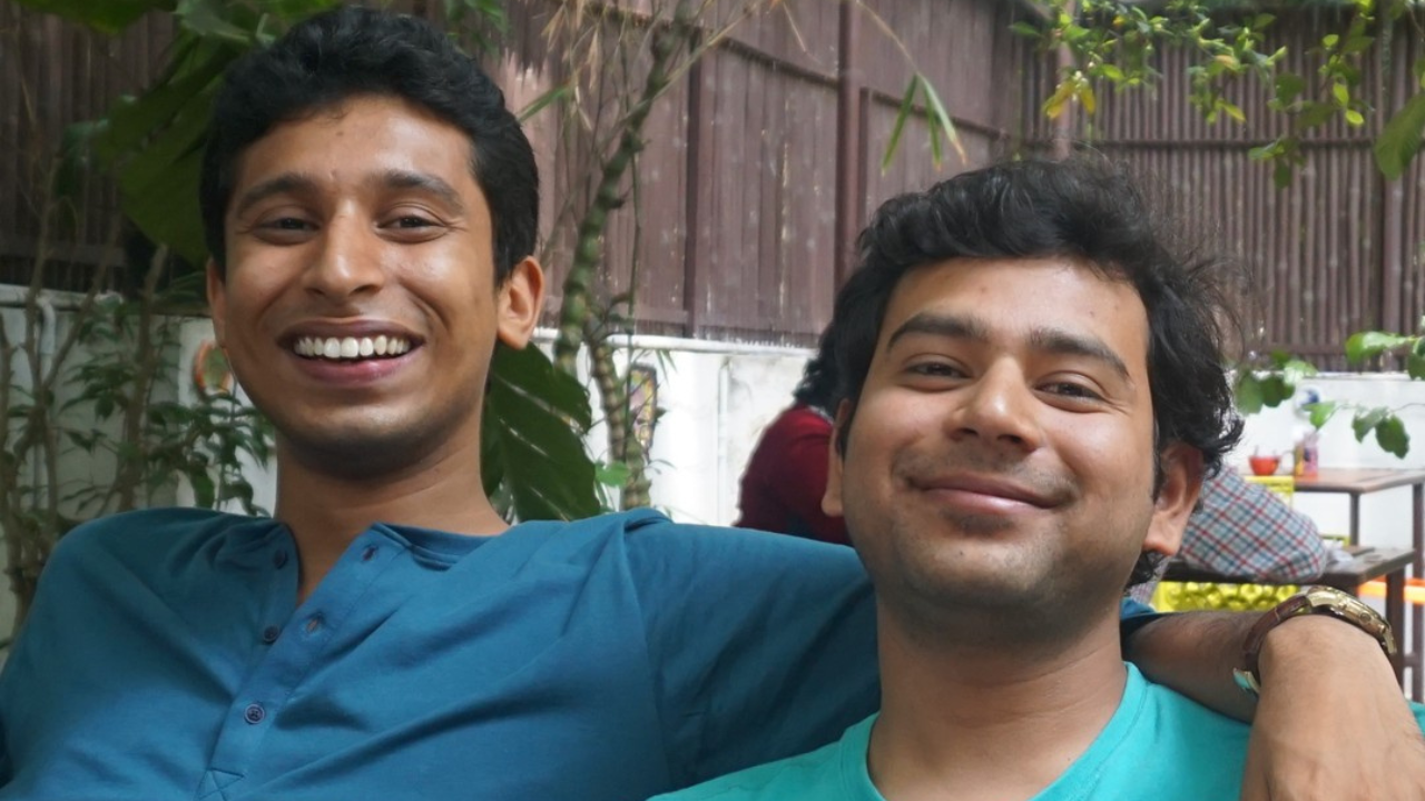 Vidit Aatrey with Meesho co-founder Sanjeev Barnwal<br>