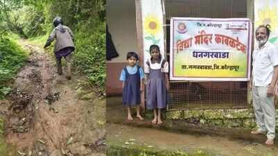 A 5km trek through dense forest every day takes Mithari to the school. (Image Credit: TOI) Teacher treks 5km through dense forest one way to keep 2 girls in school