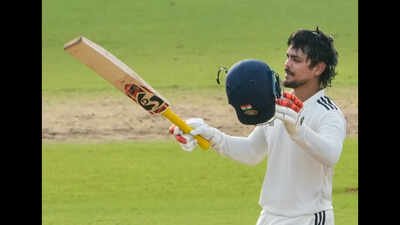 East Zone's captain Ishan Kishan celebrates his century on day 1 of the Duleep Trophy final. (PTI Photo) Duleep Trophy final: Ishan Kishan fires after Vaibhav Sooryavanshi’s cameo, puts East on solid footing