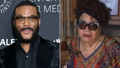 L: Tyler Perry; R: Brenda Daurham. An 81-year-old Illinois homeowner faced a $17,827.96 lien after a burst-pipe insurance claim was denied; Tyler Perry offered to clear it and provide another $25,000