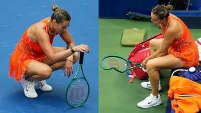 Devastated Aryna Sabalenka smashes racket, hits ball into crowd after US Open defeat to Elena Rybakina