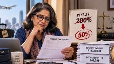 The NRI woman declared an income of Rs 43,796 for the assessment year 2020-21. (Image for representative purpose only) She declared Rs 43,796 income but omitted Rs 14.02 lakh interest from her ITR; tax officer imposed a 200% penalty of Rs 4.85 lakh, but ITAT cut it to Rs 1.21 lakh