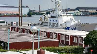 Containers set up to house athletes from various countries participating in the 20th Asian Games, in Nagoya, Japan. (PTI Photo) Asian Games: Karate team leaves without coaches; equestrian riders caught in accred maze