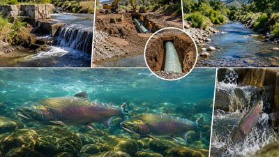 Representative Image (AI-generated) In 2025, California buried a gas pipeline 20 feet below Alameda Creek and removed its final 8-foot barrier; that same week, Chinook salmon reached this part of the watershed for the first time since the 1950s