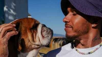 Kim Kardashian's boyfriend, racing driver Lewis Hamilton, recently shared an emotional note on the anniversary of his dog Roscoe's death. (Instagram) Kim Kardashian’s beau Lewis Hamilton posts a heartfelt note for pet dog Roscoe a year after his passing: ‘Being without my best friend has been hard…’
