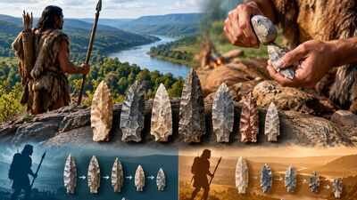 Representative Image (AI-generated) Archaeologists studied about 500 Ice Age spear points from the Tennessee River Valley; 13,200-year-old Clovis hunters resharpened theirs more than later Cumberland people, suggesting newcomers managed risk differently
