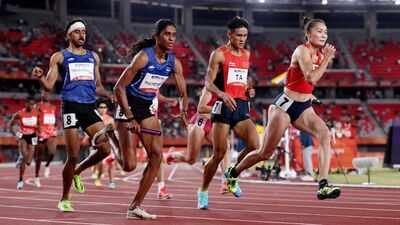 - Athletics - Paloma Mizuho Sports Park, Nagoya, Japan - September 24, 2026. India's Poovamma Raju Machettira in action during the 4 x 400m Mixed Relay Final Vithya Ramaraj turns on the afterburners, holds off Vietnam by 0.08 seconds as India storm to mixed 4x400m silver at Asian Games