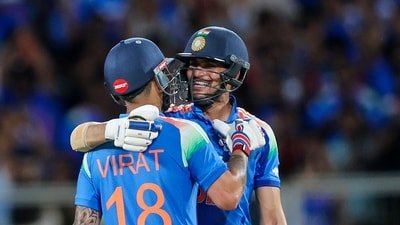 India's Virat Kohli celebrates his half century with skipper Shubman Gill during the 1st ODI. (ANI Pic Service) India's Virat Kohli celebrates his half century with skipper Shubman Gill during the 1st ODI. (ANI Pic Service)
