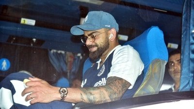 India's Virat Kohli inside the bus at Lokpriya Gopinath Bordoloi International Airport ahead of the team's 2nd ODI against West Indies, in Guwahati (Hafiz Ahmed) India's Virat Kohli inside the bus at Lokpriya Gopinath Bordoloi International Airport ahead of the team's 2nd ODI against West Indies, in Guwahati (Hafiz Ahmed)