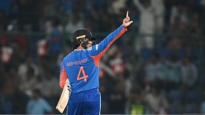 Abhishek Sharma smashed 108 runs off 34 balls against Afghanistan. (Hindustan Times) Abhishek Sharma smashed 108 runs off 34 balls against Afghanistan. (Hindustan Times)
