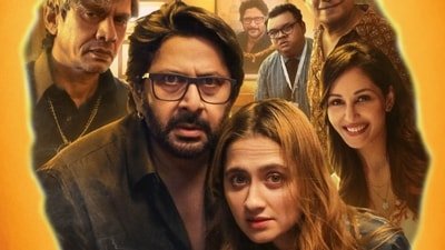 Jeevan Ya Bheema Con? review: Arshad Warsi tries to rescue a comedy running on old gags. Jeevan Ya Bheema Con? review: Arshad Warsi tries to rescue a comedy running on old gags.