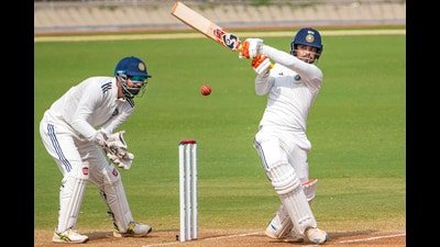 East Zone skipper Ishan Kishan on way to scoring 80 in the second innings on Day 4 of the Duleep Trophy final against South Zone at Chennai’s MA Chidambaram Stadium on Wednesday. (PTI)