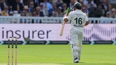 Pakistan's Mohammad Rizwan leaves the ground after losing his wicket on day two of the second cricket test match between England and Pakistan (AP Photo/Dave Shopland) Pakistan's Mohammad Rizwan leaves the ground after losing his wicket on day two of the second cricket test match between England and Pakistan (AP Photo/Dave Shopland)