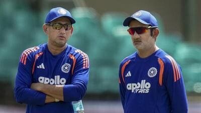 India coach Gautam Gambhir (R) and chief selector Ajit Agarkar during a team training session in Galle. (PTI) India coach Gautam Gambhir (R) and chief selector Ajit Agarkar during a team training session in Galle. (PTI)