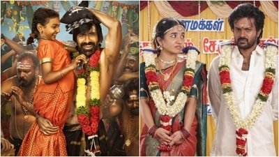 Nakshathra, Ravi Teja, Anishma Anilkumar, Rishikanth in stills from Irumudi and Modha Rathiri. Nakshathra, Ravi Teja, Anishma Anilkumar, Rishikanth in stills from Irumudi and Modha Rathiri.