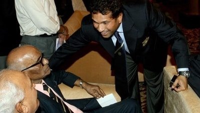 The Mumbai Ranji legend with Sachin Tendulkar. (AFP)