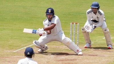 East Zone's Vaibhav Sooryavanshi plays a shot on day three of the Duleep Trophy Semi-final 1 cricket match between Central Zone and East Zone (PTI) East Zone's Vaibhav Sooryavanshi plays a shot on day three of the Duleep Trophy Semi-final 1 cricket match between Central Zone and East Zone (PTI)