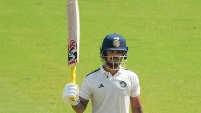 East Zone's captain Ishan Kishan celebrates his 250 runs on day 2 of the Duleep Trophy 2026-27 final cricket match between South Zone and East Zone (PTI) East Zone's captain Ishan Kishan celebrates his 250 runs on day 2 of the Duleep Trophy 2026-27 final cricket match between South Zone and East Zone (PTI)