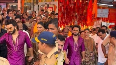 Deepika Padukone and Ranveer Singh at Siddhivinayak Temple,