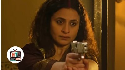 Rasika Dugal in a still from Mirzapur The Movie. Rasika Dugal in a still from Mirzapur The Movie.