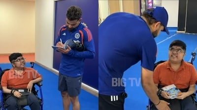 Rohit Sharma and Virat Kohli met a specially-abled kid (Screengrabs - X)