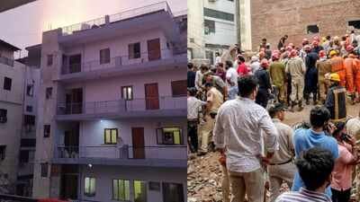 A student PG building collapsed in Delhi's Satya Niketan due to waterlogged basement and ongoing repairs. Before building collapse (L) , After (R) No pillars, extra floors, 'illegal' repair work: What brought down a 4-decade-old PG in Satya Niketan