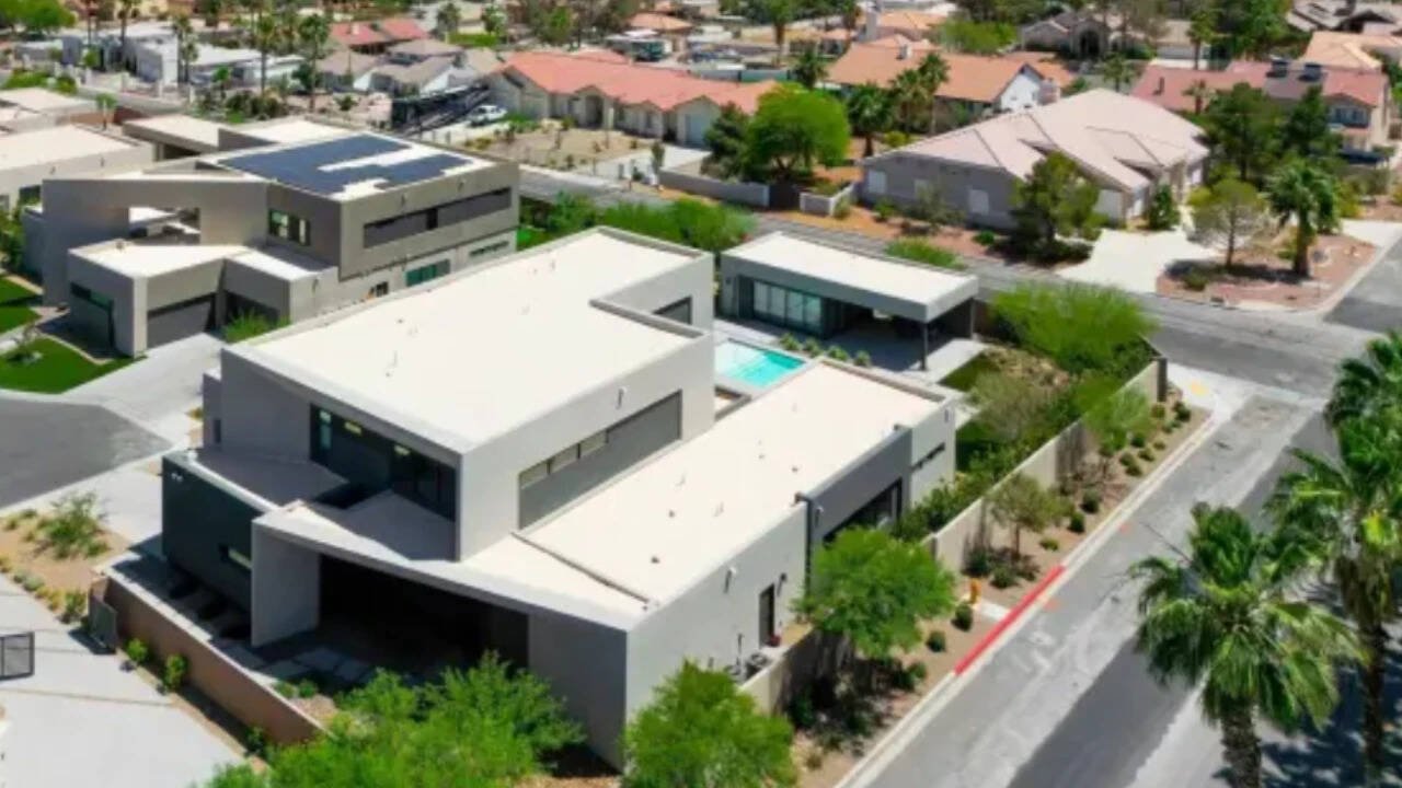 Aerial view of Hilton's Vegas mansion