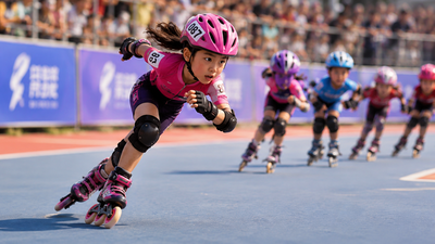 AI-generated representation: ChatGPT 7-year-old girl falls at the start of a roller-skating race, then does the unthinkable: What her comeback teaches children about resilience