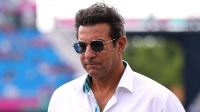 Wasim Akram during the 2024 T20 World Cup (AFP)
