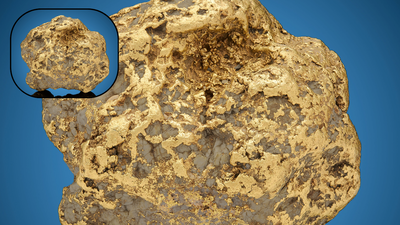 Alaska miner Barry Clay was pushing dirt with a bulldozer near Ruby when he uncovered a 294.1-ounce gold nugget (Image Credit: Heritage Auctions) In 1998, Alaska miner Barry Clay was pushing dirt with a bulldozer near Ruby when he uncovered a 294.1-ounce gold nugget; 23 years later, the state's largest recorded nugget sold for $750,000