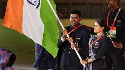 India's double Olympic medalist from Paris 2024 Manu Bhaker and kabaddi player Pawan Sehrawat lead the contingent at the athletes' parade, during the opening ceremony of the 20th Asian Games, in Nagoya, Japan. (PTI Photo) Manu Bhaker wore borrowed kit at Asian Games opening ceremony after ceremonial attire didn’t fit