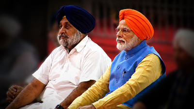 File photo of Prime Minister Narendra Modi with Shiromani Akali Dal chief Sukhbir Singh Badal. Bargaining tactics? Why BJP's 'solo pitch' in Punjab may have message for Akalis