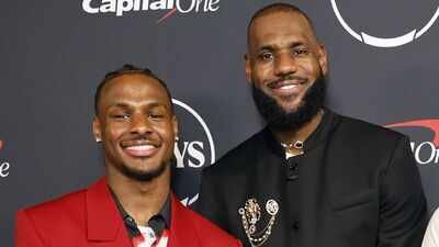 Bronny James and LeBron James. Image via: Frazer Harrison/Getty Images “It REALLY means EVERYTHING to me”: Bronny James gets heartwarming message from teary-eyed LeBron James as the father son duo enters NBA rivalry in 2026-27 season