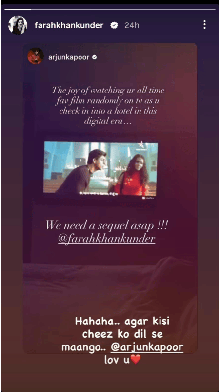 Farah Khan's reply to Arjun Kapoor's demand of Main Hoon Na sequel (Image Credits Instagram)