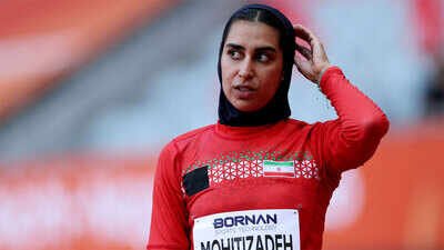 Iran's Fatemeh Mohitizadeh (Reuters Photo) Disqualified over footwear! Iran’s Fatemeh Mohitizadeh out of heptathlon in dramatic Asian Games setback