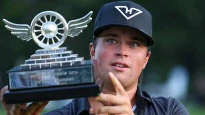 Aug 23, 2026; Westfield, Indiana, USA; Michael La Sasso celebrates with the trophy after earning first place during the final round of the LIV Golf Indianapolis golf tournament at The Club at Chatham Hills. Mandatory Credit: Jerod Ringwald-Imagn Images Michael La Sasso’s next chapter: Her journey from NCAA champion to youngest LIV Golf winner takes another turn as he seeks a new path amid the league’s restructuring