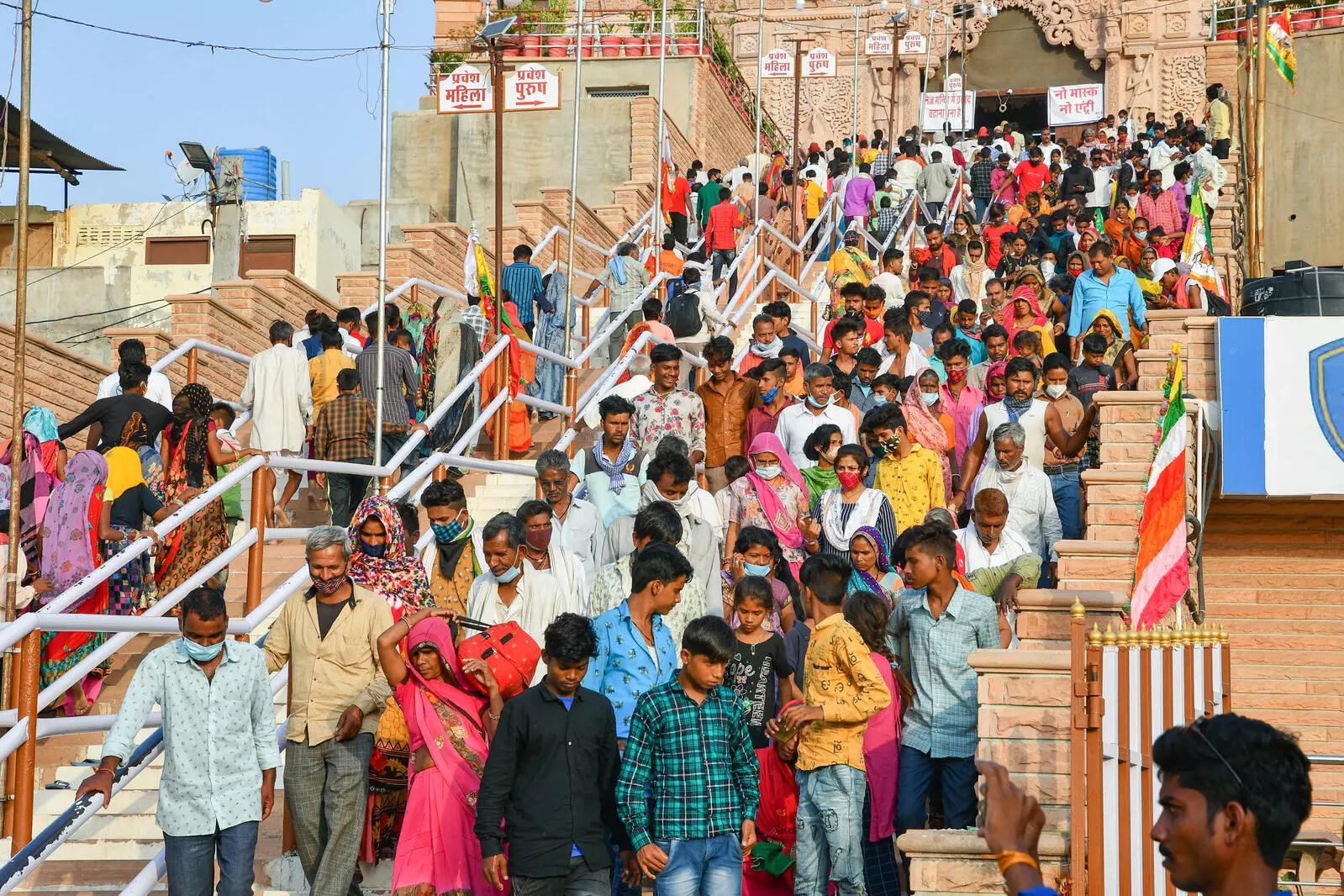 Jodhpur: Pilgrims of Ramdevra visit Ramdev temple before going to Ramdevra templ...