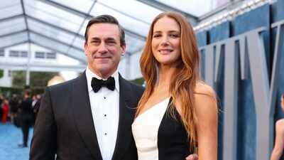 Jon Hamm and Anna Osceola make their first red-carpet appearance after the pregnancy news as Anna cradles her baby bump at the 2026 Emmys. (Instagram) Emmys 2026: Jon Hamm and Anna Osceola's first outing after pregnancy news; actress shows off baby bump in style