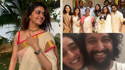 Picture Credit: Instagram Keerthy Suresh celebrates Onam with husband Antony Thattil, family and friends; shares sweet moment with Nani on video call