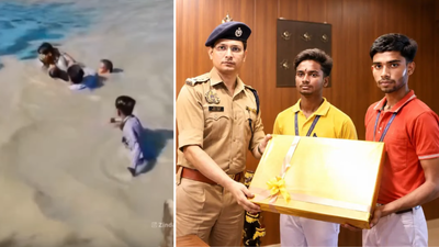 When UP Class 10 students Krishna Gupta & Saddam Hussain saw a woman drowning; what they did next made them heroes - Watch